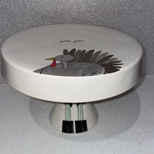 RAE DUNN gobble gobble Thanksgiving Cake Stand -  Turkey and Pilgrims Legs/Feet/